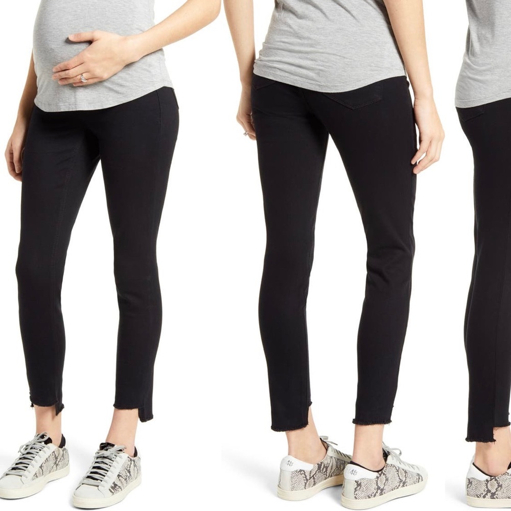 1822 raw hem maternity black jeans